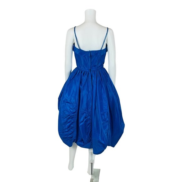 Vintage 50s Sapphire Dress Rhinestone Straps Blue Sweetheart Prom Gown | W 26" - Picture 16 of 16